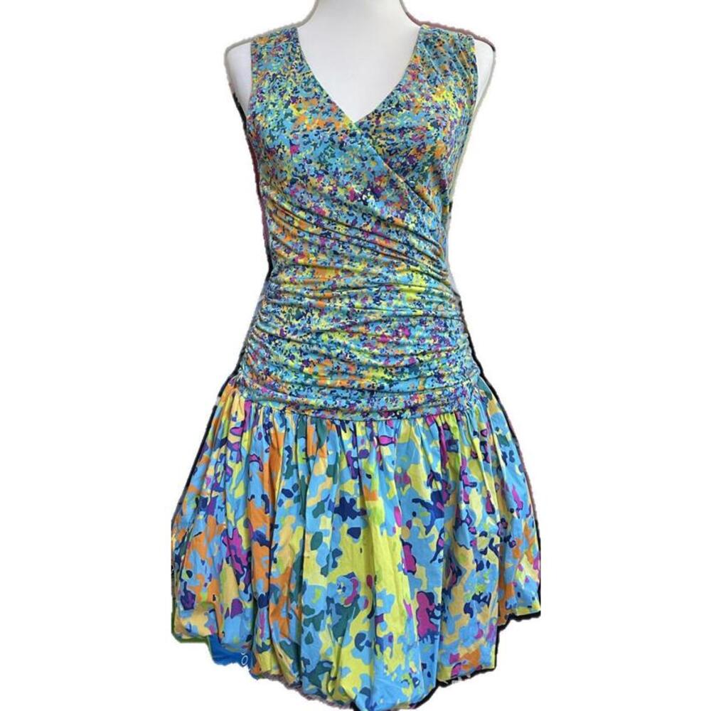 Plenty by Tracy Reese Wrap Style Bodice Dress with Bubble Hem XS | NWOT